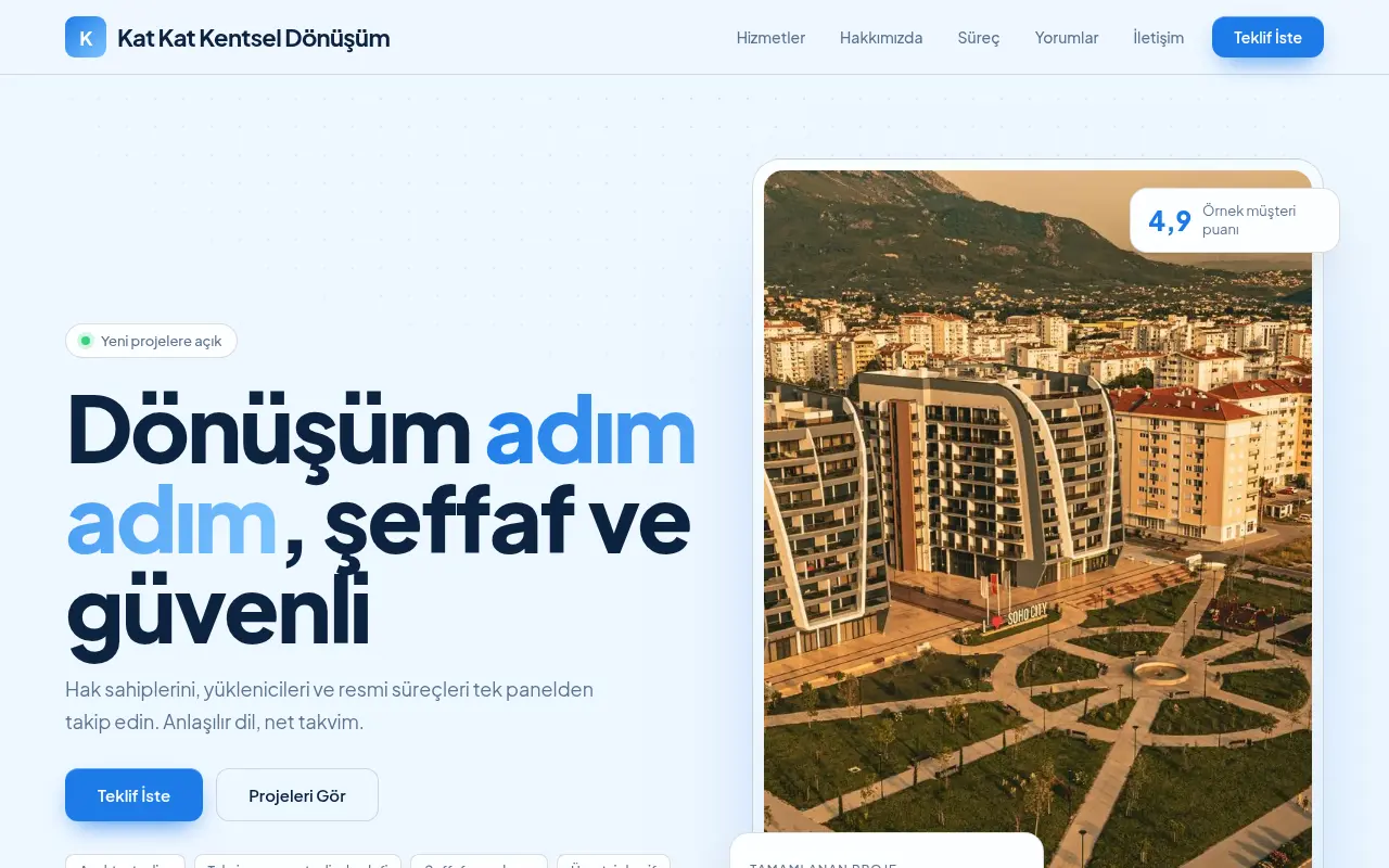 İnşaat Firması Web Sitesi — Kat Kat Kentsel Dönüşüm